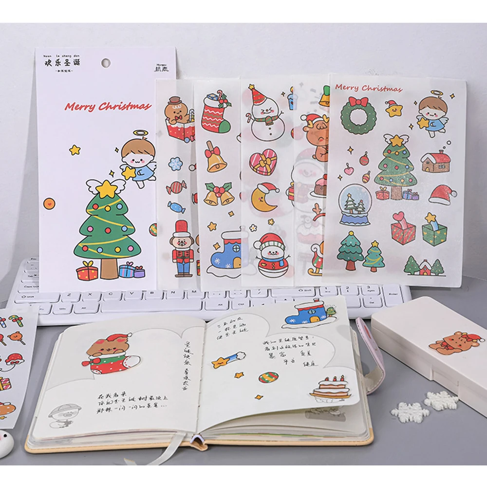 

6 Pcs/lot Merry Christmas Decorative Stickers Scrapbooking Stick Label Diary Stationery Album Cute Santa Claus Stickers
