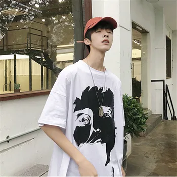 

Female Male Japanese Style Tshirt Women Men Streetwear Cool Couple Girls Casual Black White Fashion Summer Tops