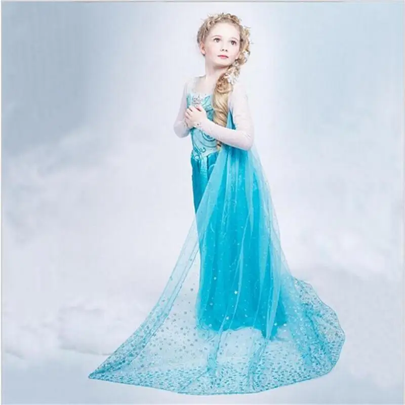 Платье для девочек; платье для дня рождения; костюм принцессы Эльзы и Анны для девочек; костюм Снежной Королевы; платье принцессы; детское праздничное платье; платье для выступлений