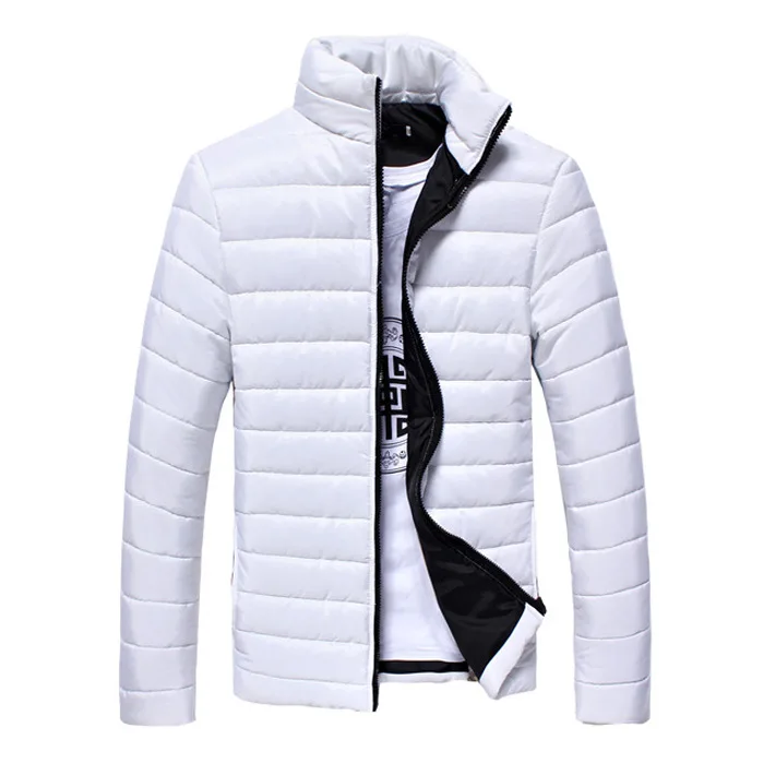 Новинка, модное повседневное осенне-зимнее пальто со стоячим воротником, мужское однотонное теплое хлопковое пальто, много цветов, M-5XL - Цвет: White