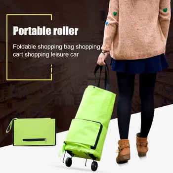 

New Hot Portable Wheeled Bag High Capacity Supermarket Folding Shopping Bag Trolley Cart Handle Bag SMR88