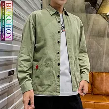 Camisa de manga larga estilo Safari Vintage para hombre, 2019 nuevo, color sólido, algodón, ropa de trabajo, Bokchoy-mantente elegante mientras trabajas