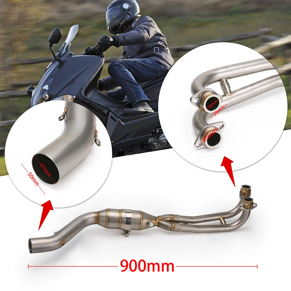 Exhaust System for Yamaha TMAX530 TMAX500 2017-2019 Motorcycle Exhaust Pipe Slip On 51 mm Header Mid Link Pipe with Modified Cat - - Racext 19