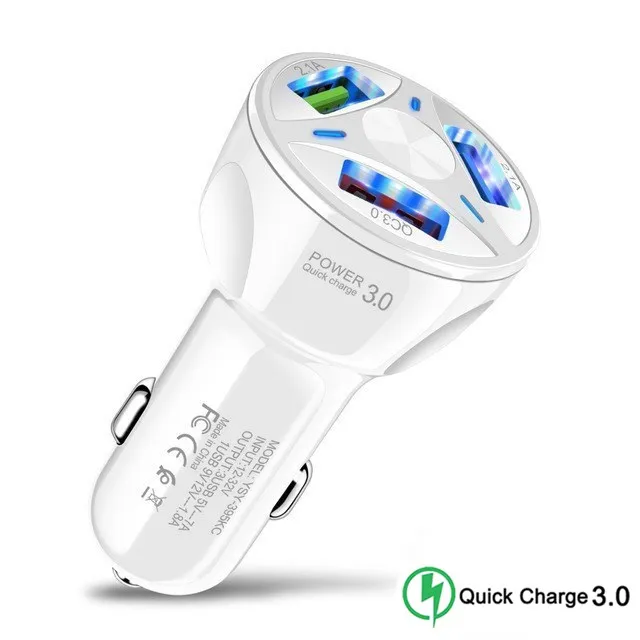 White 3USB QC 3,0 2 3 Порты и разъёмы зарядных порта USB для автомобиля Зарядное устройство 5V 3.1A быстро Зарядное устройство быстрой зарядки 3,0 Стандартный Быстрая зарядка для iphone samsung huawei Xiaomi - Тип штекера: White 3USB