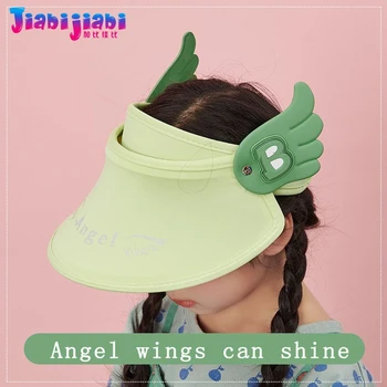 

New Children Visor Cap Toddler Boy Girl Summer Cap Baby Kids Big Brim Glowing angel Protection Anti-UV Sun Caps 1-18 Old SPF 50+