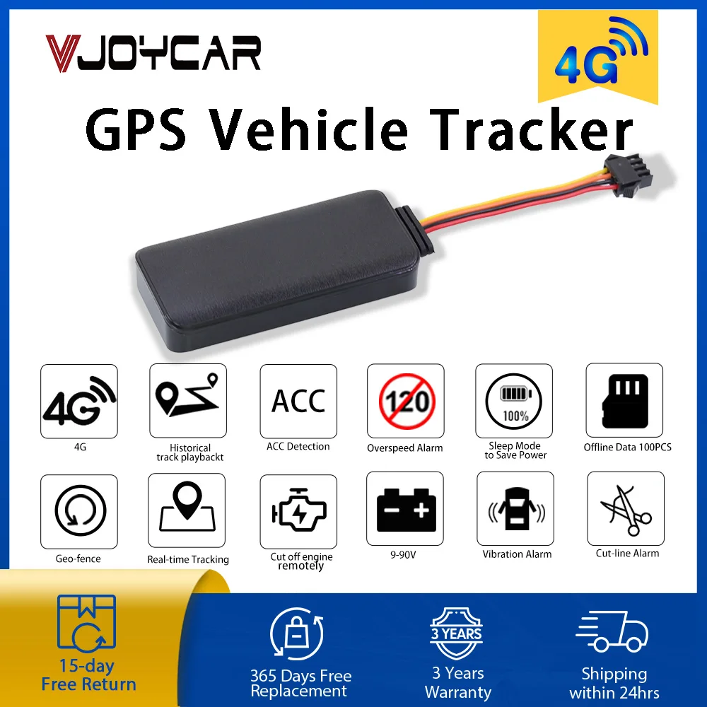 Vjoycar 2021 новейший настоящий 4G Автомобильный GPS трекер ACC Обнаружение порезанное