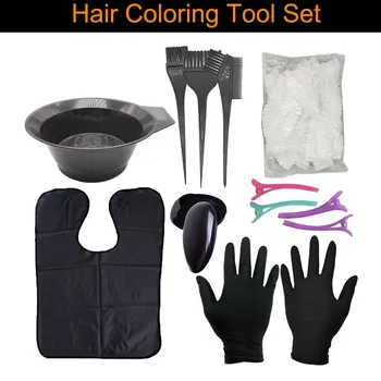 

Accessories 14pcs Hair Dyeing Tool Set Disposable Shower Cap Latex Gloves Hair Dyeing Bow Or Barber Hairdresser Design Styling