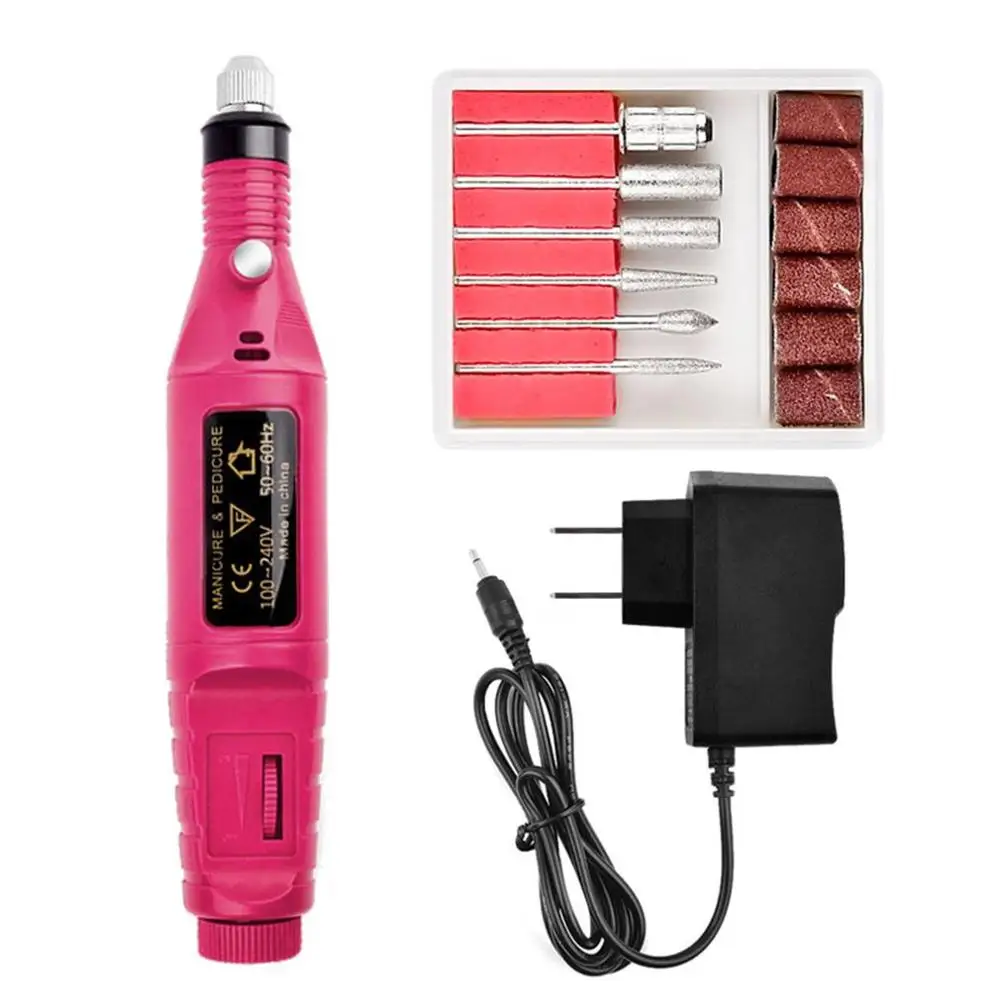 Инструменты для ногтей, Мини электрическая машинка для полировки ногтей, ручка, электрическая шлифовальная машина для ногтей, для дома, салона красоты, полировальная машина для ногтей - Цвет: US Rose red