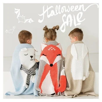 

Air Condition Quilt Rabbit Knitted Blanket Baby Cartoon Animal Blanket Sofa Plaid On The Bed Covers Kids Newborn Hug blanket