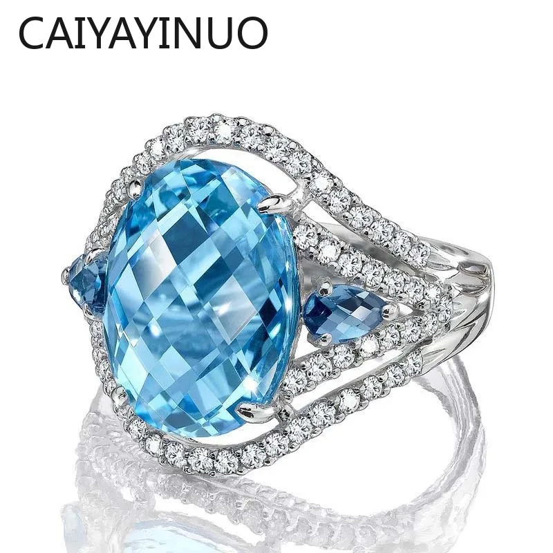 Овальное сапфировое кольцо Caiyayinuo для женщин с драгоценными камнями 10*15 мм