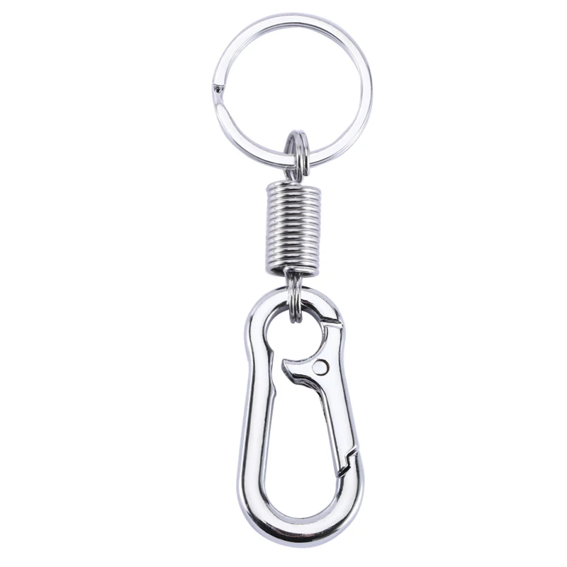 

1Pcs Spring Buckle Stainless Steel Retractable Keyring Anti-lost Buckle Waist Belt Clip Bicycle Bottle Holder Carabiner Keychain