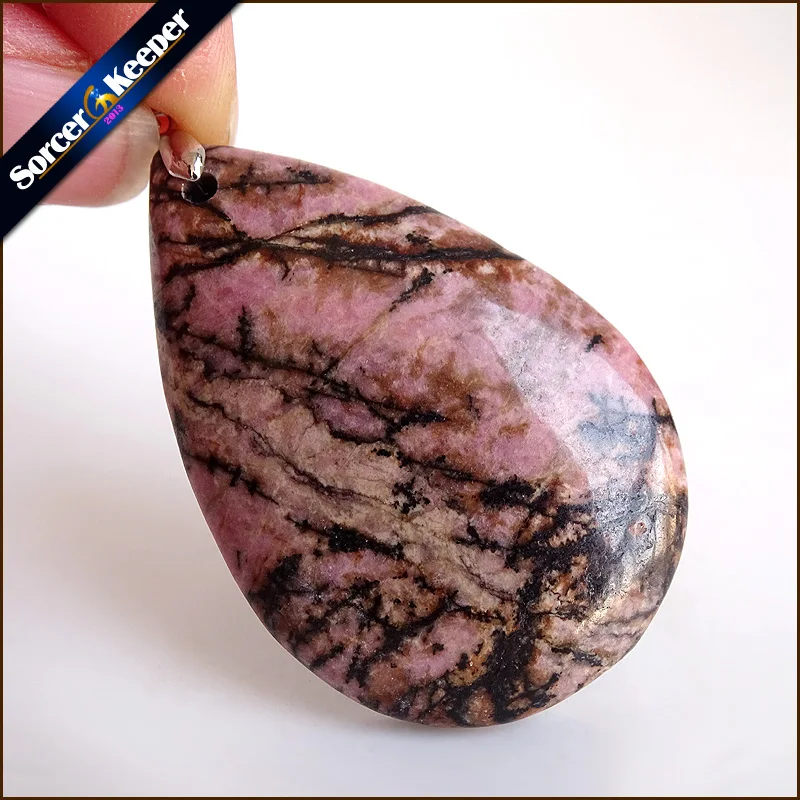 Natural Stone Real Rhodonite Stone Bijoux Vintage Diy Beads Pendant Costume Jewellery Women's Charm Necklace with Gift Box ZS436