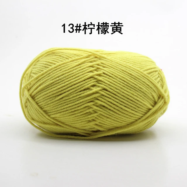 Hot Sale Multi Color Cotton Silk Knitting Yarn Soft Warm Baby Yarn for Hand Knitting thread Supplies 50g/lot No.13 Lemon Yellow