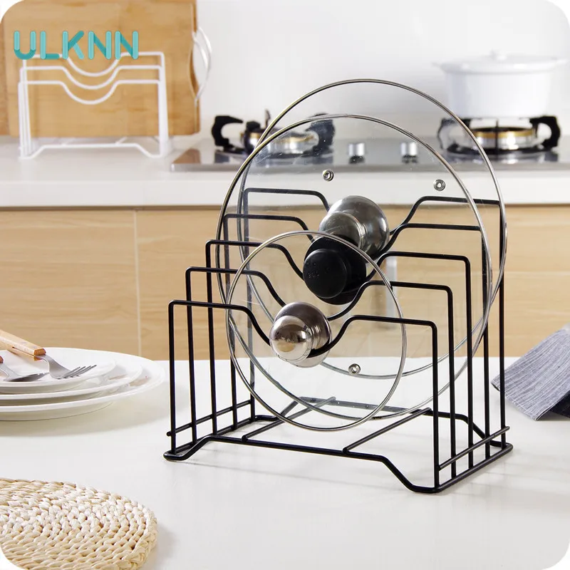 

Multifunctional Iron Pot Rack Shelves Put Lid Shelf Kitchen Chopping Board Frame Block Storage Rack For Books and Magazines