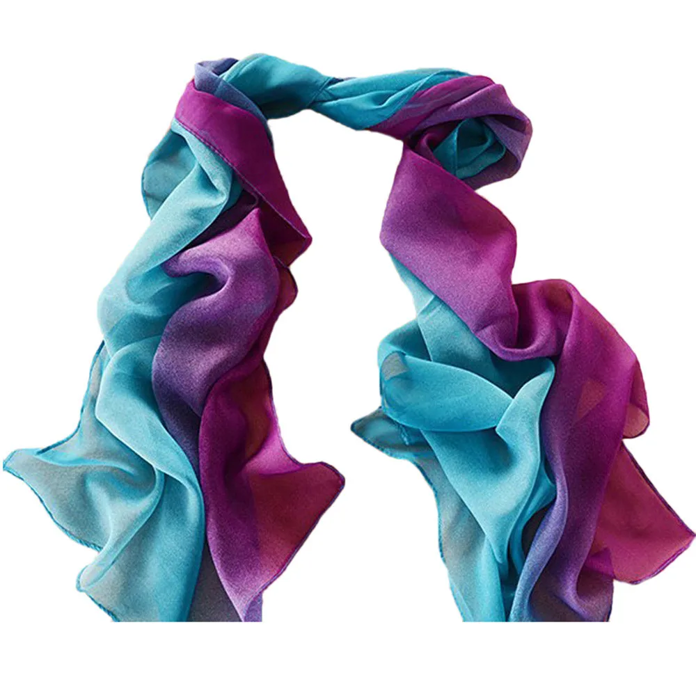 Роскошный брендовый женский шарф, летние шелковые шарфы, шали, Дамский шарф с градиентным принтом, модная женская пляжная Шаль, Шарф