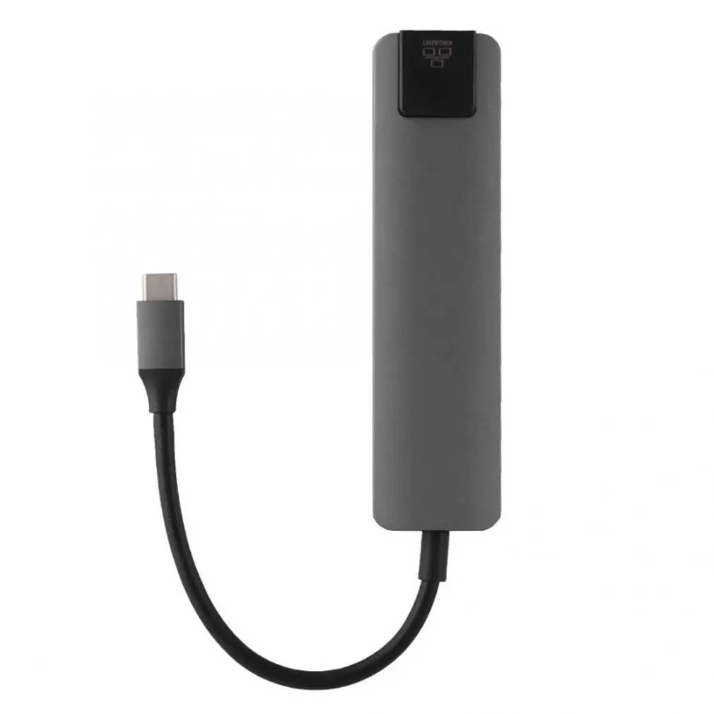 USB C к HDMI 4K+ RJ45 Gigabit Ethernet+ USB 3,1 type C концентратор адаптер Rj45 Lan - Цвет: gray