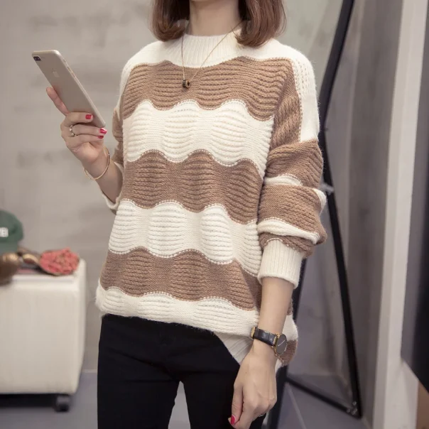 Женский пуловер размера плюс Осень-зима модный стиль свободный массивный свитер