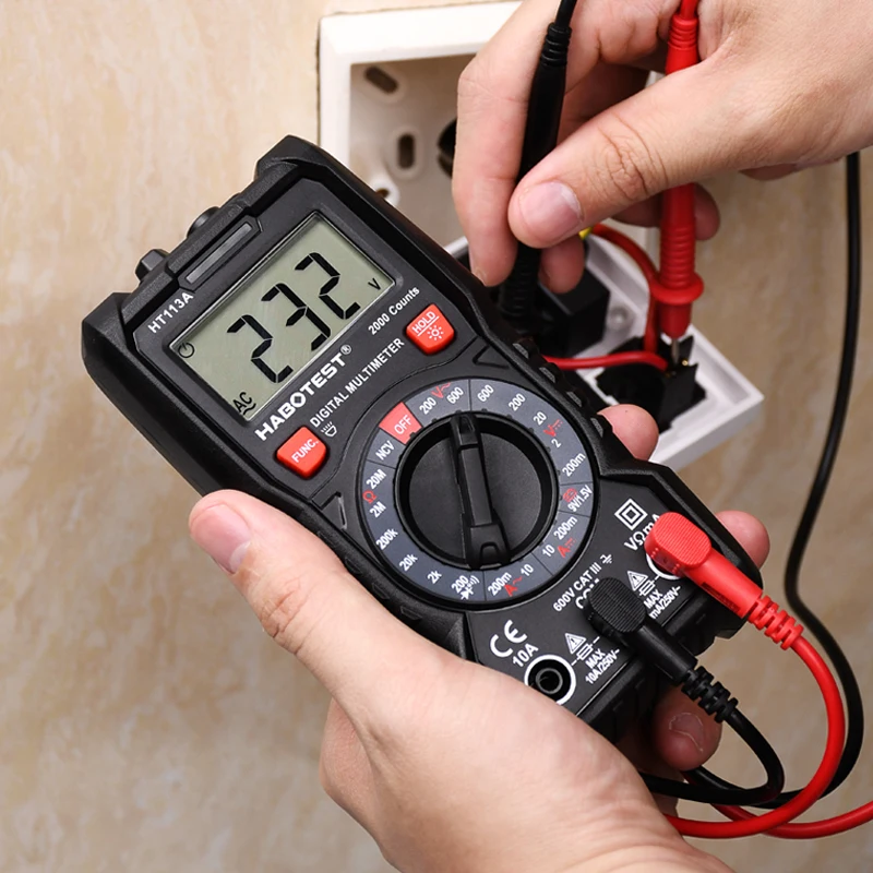 Current Voltage Hand‑Held DC//AC Professional Digital Multimeter Tester High Sensitivity for Electrician for Home HT113C