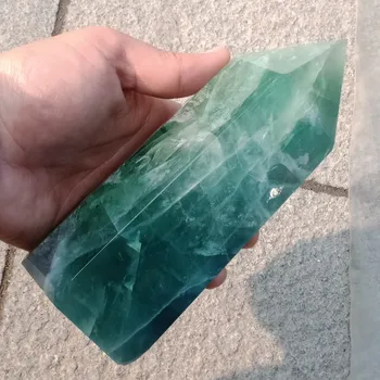 

dhxyzb 13-15cm Large size natural Green fluorite points wand unique quartz crystal fengshui stone dispel negative energy healing