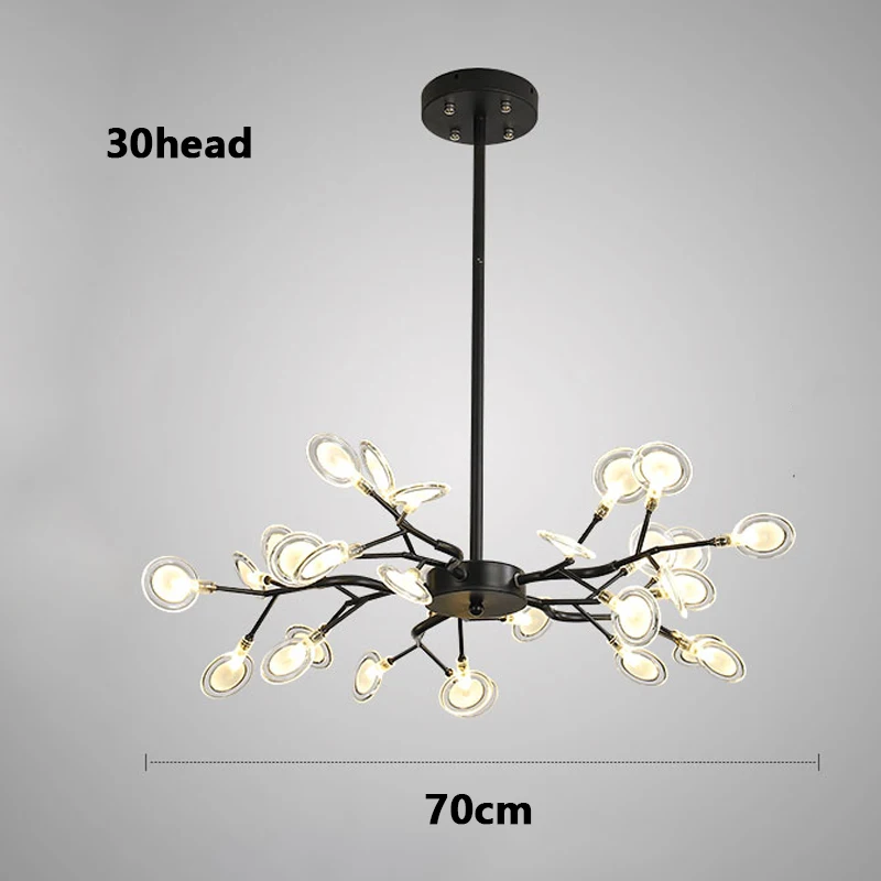 Decoration Firefly Chandelier Lighting Modern Branch Light Fixture Vintage living Roomm/Dinning Room Hanging Lamp - Цвет абажура: 30head 70cm
