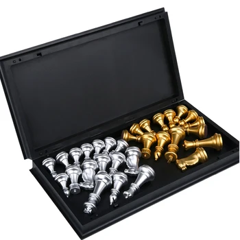 Buy Online Best Quality High Quality Chess Game Medieval Chess Set With Chessboard 32 Chess Pieces With Chessboard Gold Silver Magnetic Chess Set