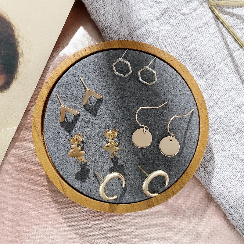 Корейские серьги с жемчугом, винтажные женские серьги, набор сережек с полукруглой геометрией, Женские аксессуары на Рождество - Окраска металла: 17