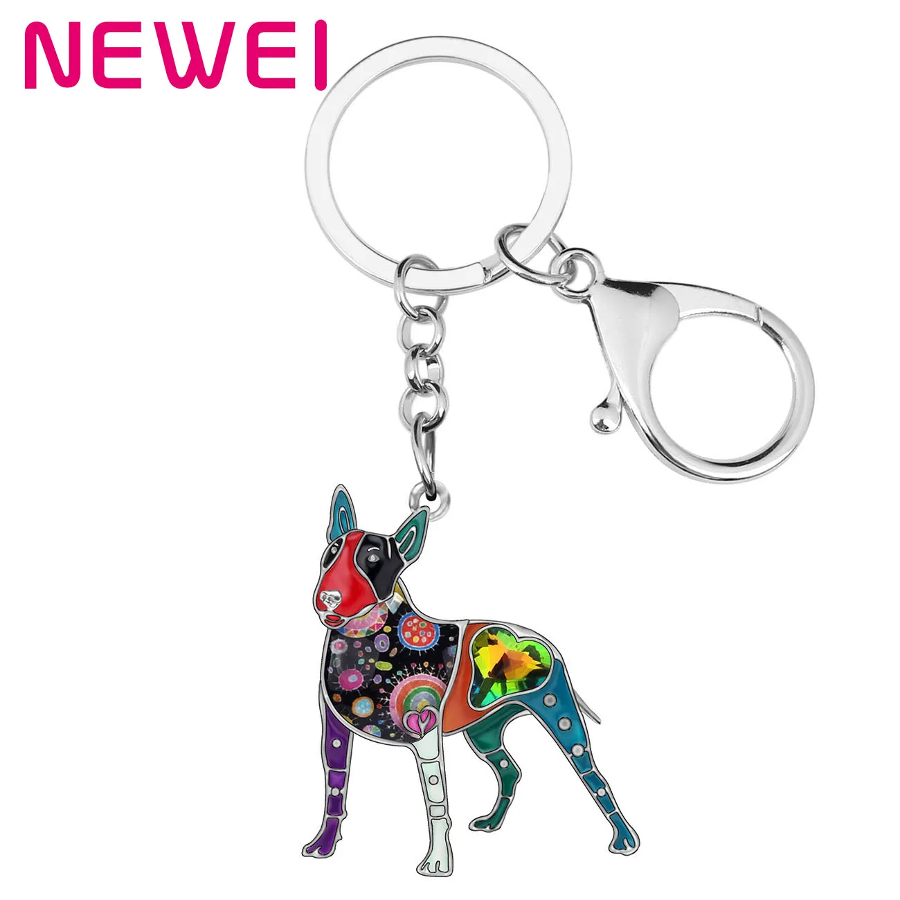 Bag Charm With Cute Gift Tin English Bull Terrier Keyring