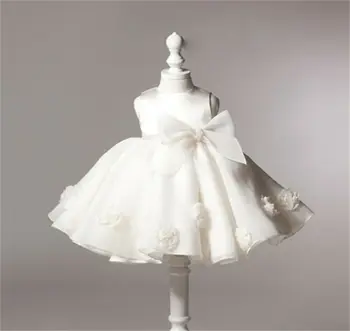 

2020 Kids Birthday Princess Party White Dress for Girls Flower Children Bridesmaid Ball Gown Dresses Baby Girls Clothes 0-24M