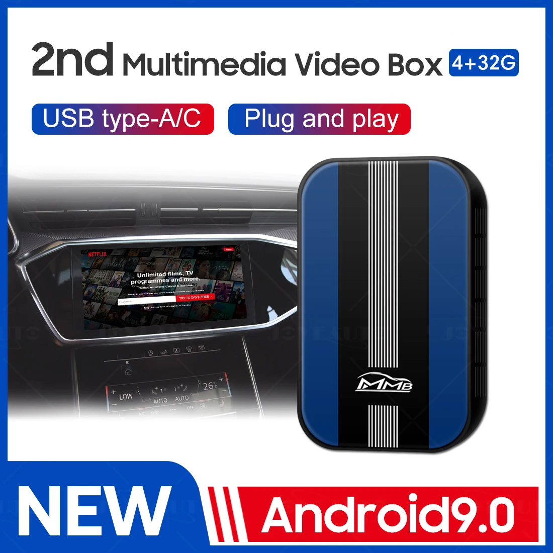 MMB Новый Android 9 0 беспроводной Apple Carplay мультимедийный видеобокс для Audi Mercedes Benz