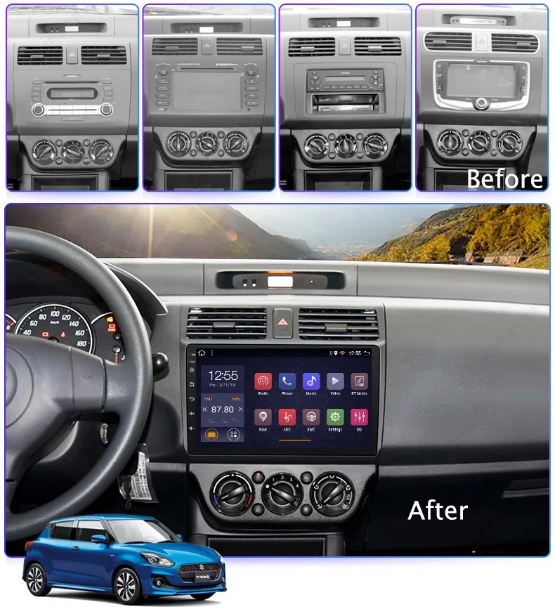 Best Ips 2.5d Android 8.1 car dvd gps Multimedia 10.1" For suzuki swift 2005-2010 car radio player navigation head unit 1