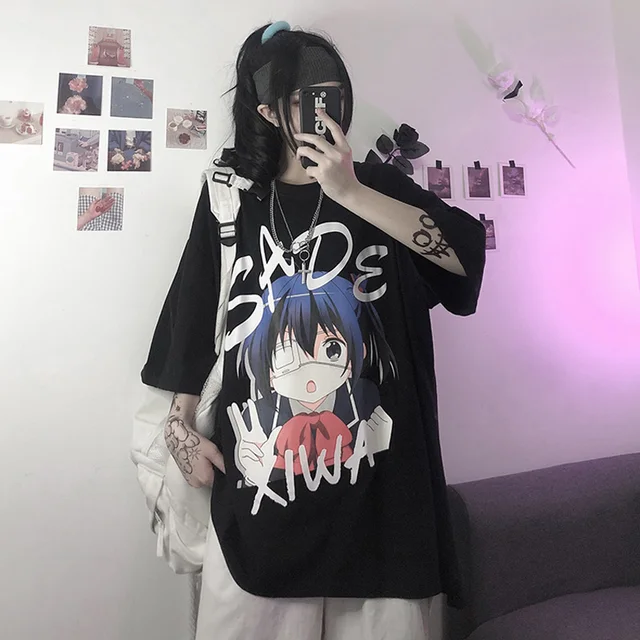 2021 Spring Japanese Two-Dimensional Anime Graphics Short-Sleeved t-Shirt  Girls Decadent Culture Best Friend Clothes Couple Tops - AliExpress