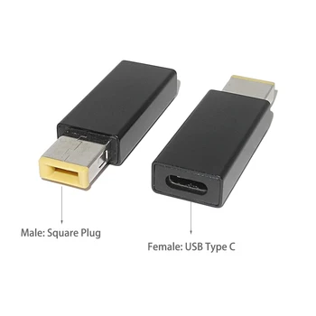 

USB-C Type C Female to Rectangle Male PD DC Power Adapter Square Charger Converter 45W 65W 3.25A for Lenovo Thinkpad Laptop