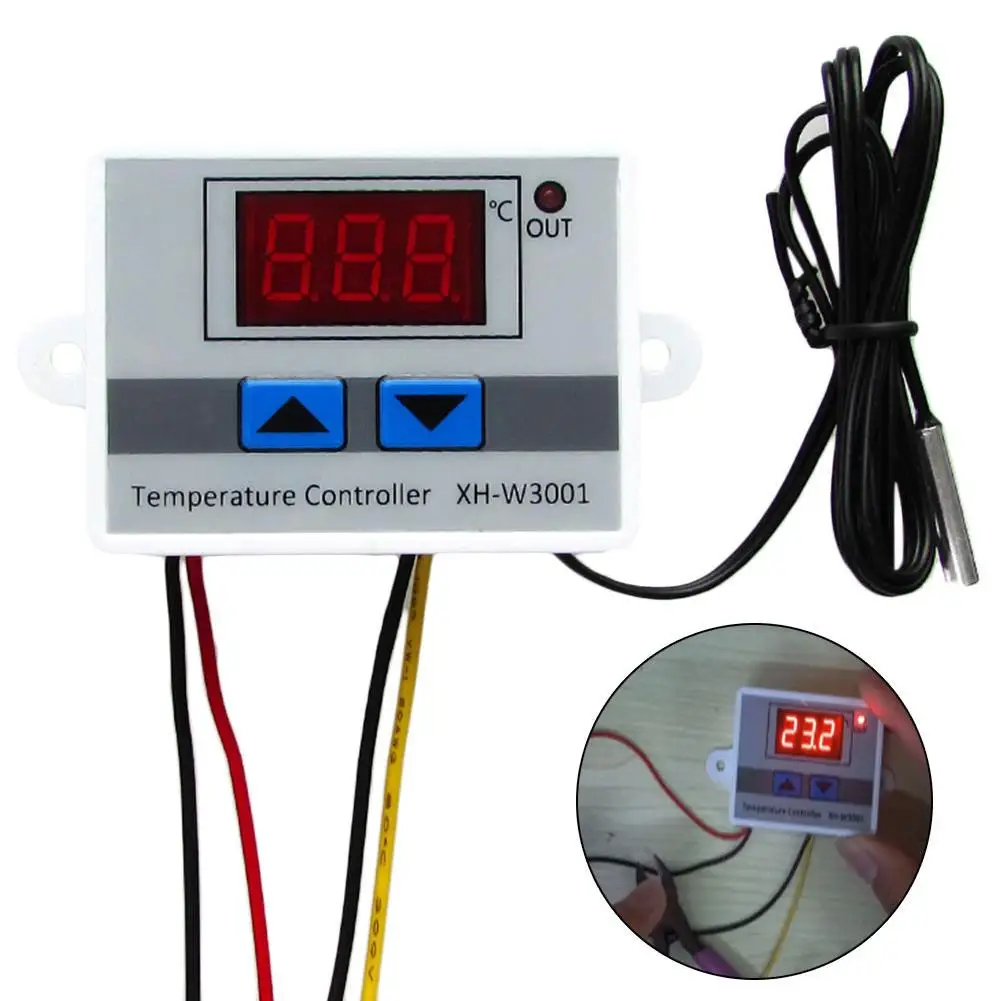 

Newest 12V 24V 220VAC Digital LED Temperature Controller XH-W3001 For Incubator Cooling Heating Switch Thermostat NTC Sensor