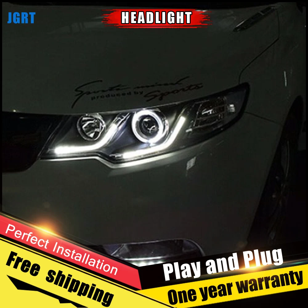 2 шт. автомобильный стиль светодиодный фары для Kia Forte 2011- для Forte Головной фонарь светодиодный DRL Объектив двойной луч H7 HID Xenon bi xenon объектив