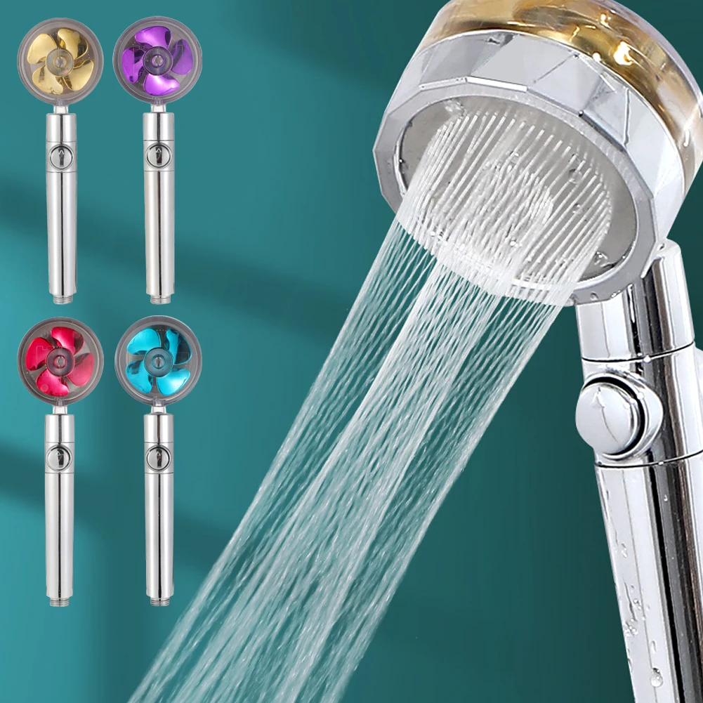 Rainfall Turbo Fan Shower Head 360 Rotating High Pressure Water Saving