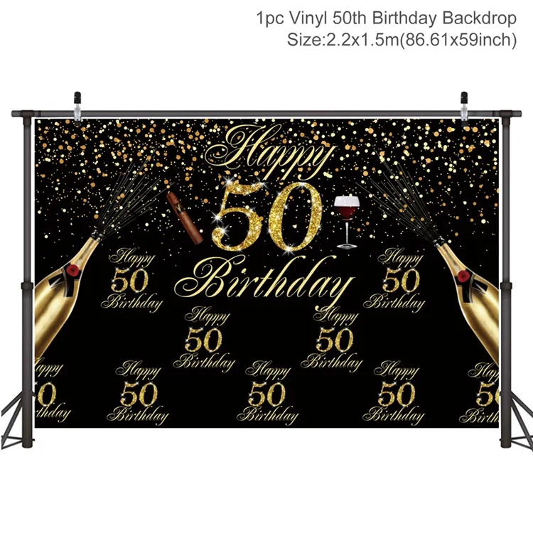 FENGRISE черный золотой фон ткань 40 50 30 день рождения украшения для взрослых с днем рождения 30th 40th 50th юбилей Декор - Цвет: Backdrop 03