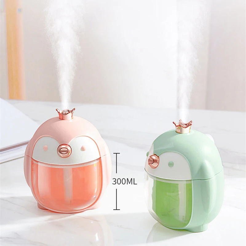 

USB Air Humidifier Penguin Ultrasonic Essential Oil Diffuser For Home Car Cute Mini Humidifier with Night Lights Gifts