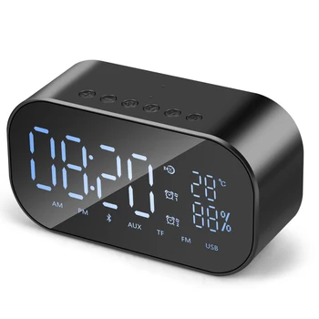 

Portable Bluetooth Speaker Suppport Temperature LCD Display FM Radio Alarm Clock Wireless Stereo Subwoofer Music Player