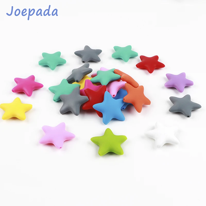 Joepada 1Pc Star Baby Teether Silicone Baby Teething Beads BPA Free Material for DIY Baby Teething Necklace Oral Care