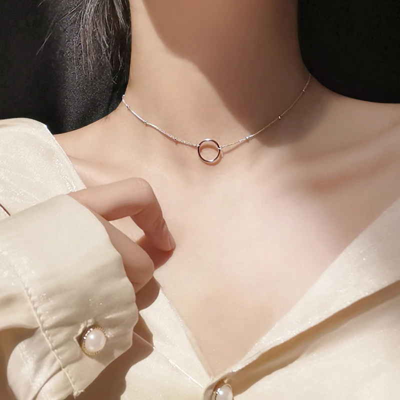 XIYANIKE 925 пробы серебряные Модные Простые геометрические ювелирные изделия! Креативные ожерелье с круглой подвеской Цепочки и ожерелья для Для женщин вечерние аксессуары