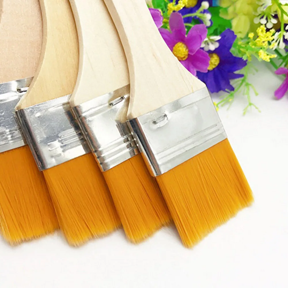 12 шт. нейлоновые кисти для рисования волос, набор инструментов с деревянной ручкой, масляная Акварельная акриловая живопись, настенная живопись, барбекю