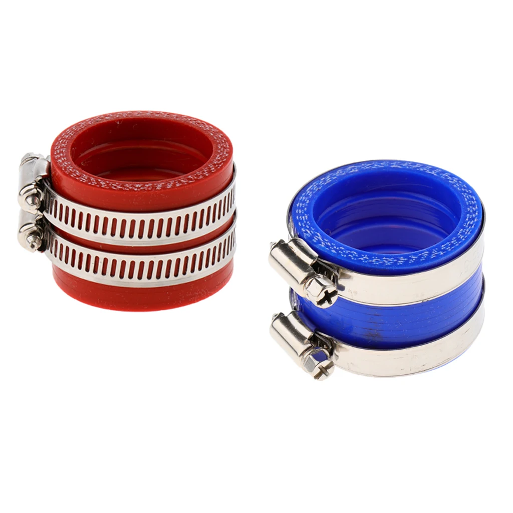 2 Pieces Motorcycle 32mm 34mm Intake Manifold Carburetor Boot Joints Fit for PWK OKO KOSO Carb (Red and Blue)