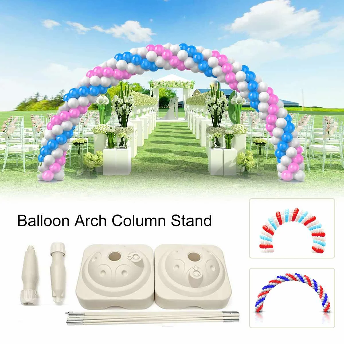  4x2.8M Balloon Arch Stand Base Pot Kit Clip Connector Wedding Party Celebration Supplies Adjustable
