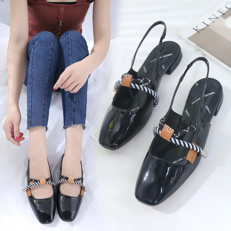 

Small CK Sandals Women's 2019 Spring And Summer New Style CHIC after Empty Shoes Knot Gentle Flat Closed-toe WOMEN'S Sandals