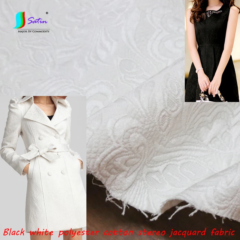 Отличное черный, белый цвет полиэстер хлопок стерео ткань жаккард костюм пальто для девочек Hanfu Костюмы делая материалы, ткань A0476F