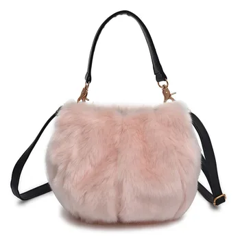 

Plush Fur Women's Handbags Wild Shoulder Bags Strap Bucket New PU Letter Leopard Top-handle Casual Fashion Crossbody Bags Female