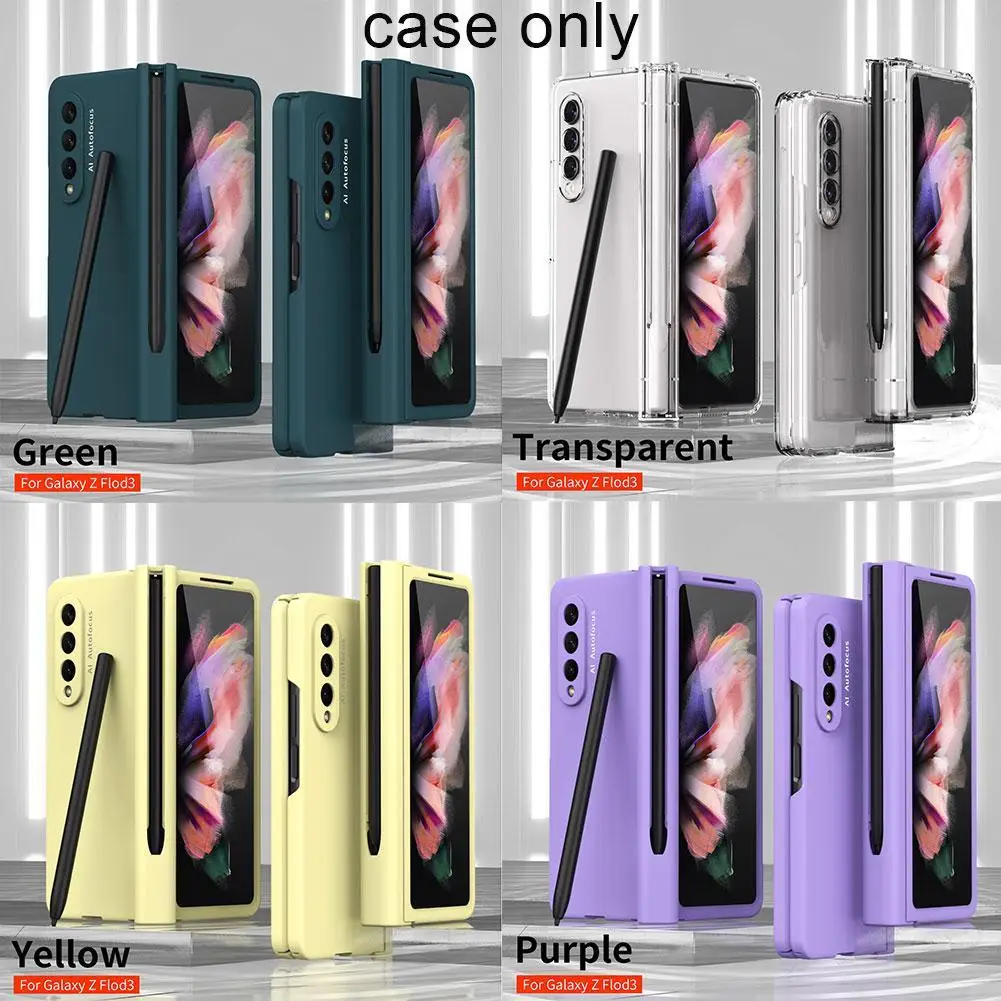 kawaii samsung cases Bản Lề Bảo Vệ Đầy Đủ Với Khe Cắm Bút Capa Dành Cho Samsung Galaxy Samsung Galaxy Z Gấp 3 Ốp Lưng 5G Với Màn Hình Mặt Trước Kính Z Fold3 Nhựa Bìa Cứng silicone case samsung