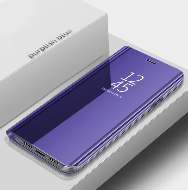 Умный зеркальный флип-чехол для samsung Galaxy Note 10 8 9 S8 S9 плюс S7 край A5 A7 J3 J7 J5 J4 J6 J8 A6 A8 J2 премьер-Чехол - Color: Purple