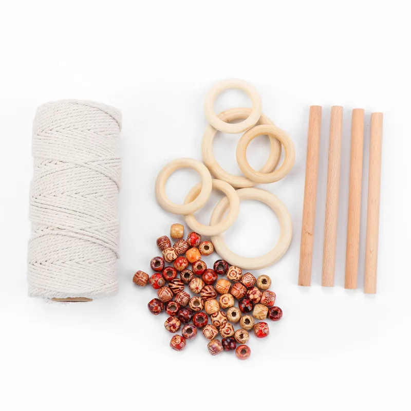 New Cotton Rope Wooden Wooden Bead Crafts Combination Set Wooden Stick  Tapestry DIY Accessories Material Can Be Customized - AliExpress