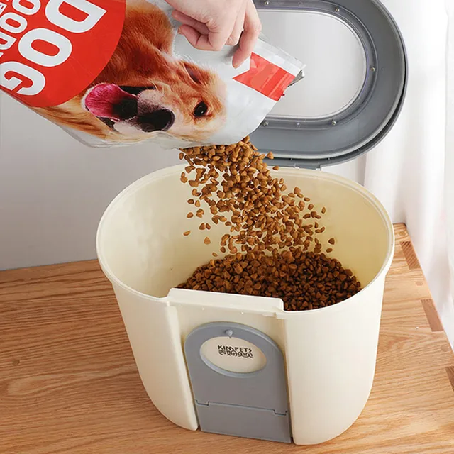 5l Pet Cat Dog Food Storage Bucket Large Capacity Moistureproof With